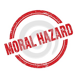 MORAL HAZARD text written on red grungy round stamp