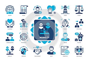 Morality solid icon set