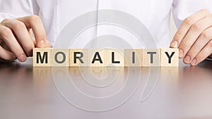 MORALITY word made with building blocks, business concept