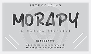 Morapy font. Elegant alphabet letters font and number.