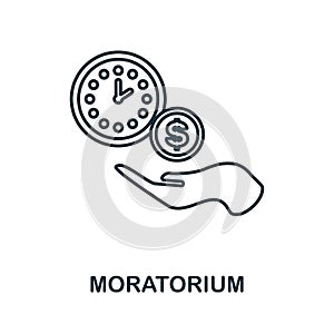 Moratorium icon. Line element from economic crisis collection. Linear Moratorium icon sign for web design, infographics
