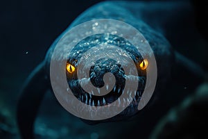 Moray eel close-up with sharp teeth