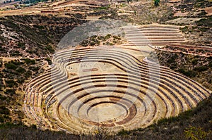 Moray Inca Ruins. The Incan agricultural terraces at Moray.