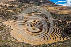 Moray ruins peruvian Andes Cuzco Peru