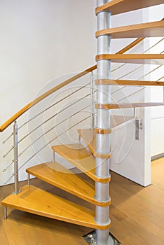 Morden spiral stairs with wooden steps