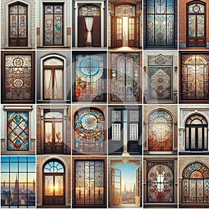 Morden window design with beautiful colours photo