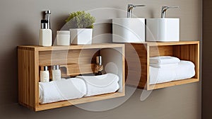 Mordern Functional Bathroom Storage. Generative AI