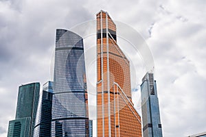 Mordern skyscrapers at the bank of The Moskva River, in the downtown of Moscow city, Russia photo