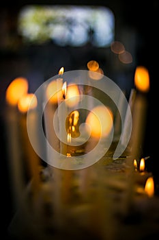 More candles background in wat of thailand