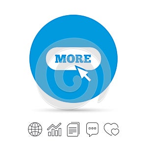 More with cursor pointer icon. Details symbol.
