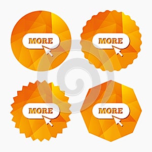 More with cursor pointer icon. Details symbol.