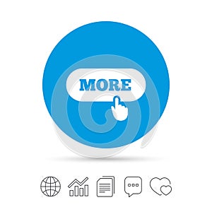 More with hand pointer icon. Details symbol.