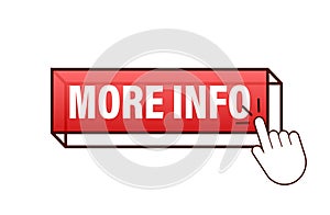 More Info Button with Cursor. Vector stock illustration.
