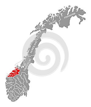 More og Romsdal red highlighted in map of Norway