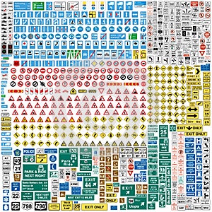 More than Six hundred european traffic signs