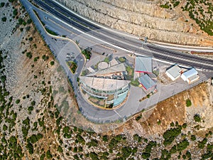 Moreas Motorway at Artemisio mount. A7 begins just west of the Isthmus of Corinth, branching off from Greek National Road 8A