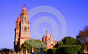 Morelia cathedral in michoacan, mexico.