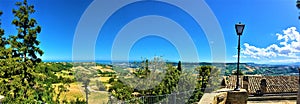 Moresco town in Fermo province, Marche region, Italy. Splendid view and landscape, summer time