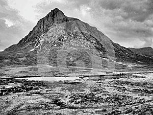 A Morey Shelter near a Mountain in the Scottish Highlands