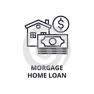 Morgage, home loan line icon, outline sign, linear symbol, vector, flat illustration