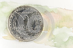 Morgan silver dollar water color background