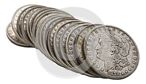 Morgan silver dollars coin 1878 dollar money stack