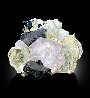 Morganite with tourmaline albite and muscovite specimen from Pakistan