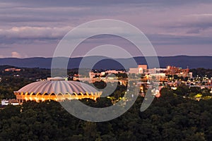 Morgantown WV City Skyline lights and the WVU Coliseum at night photo