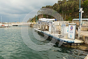 Morgat, France 29 May 2018 Gas station for ships and boats on the port