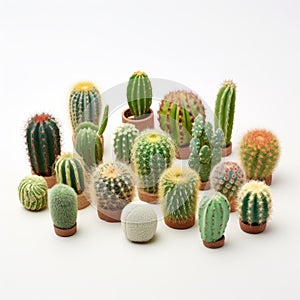 Mori Kei Inspired Small Cactus Group In Pots - Realistic Soft Sculpture