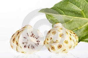 Morinda citrifolia - Noni fruit. Text space