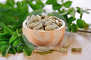 Moringa leaves and capsules Herbs for health