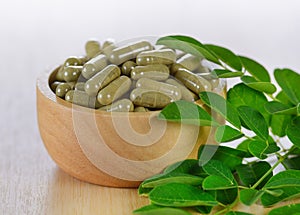 Moringa leaves and capsules Herbs for health