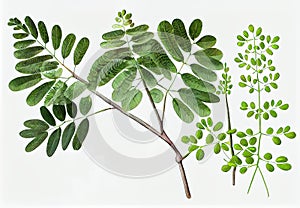 Moringa Oleifera, Moringa Drumstick Tree, Horseradish, Ben Oil, Benzolive Tree Abstract Generative AI Illustration