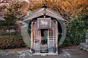 Morioka Hachimangu Shrine old small wooden spirit house - Iwate, Japan