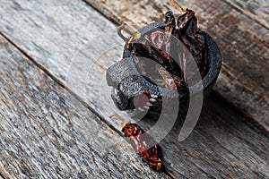 Morita pepper is a jalapeno pepper dried and smoked photo