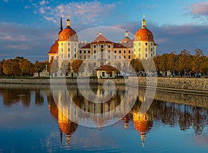 Moritzburg Castle during a beautiful sunset, Saxony, Germany