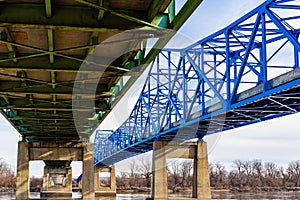 Mormon bridge across the Missouri river on highway I680 at Omaha.