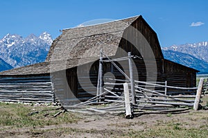 Mormon Row barn in Jackson Wyoming. Famous T.A. Moulton Barn