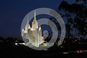 Mormon Temple in San Diego, California at sunset