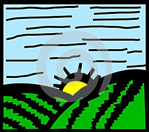 morning or afternoon field in spring. Vector