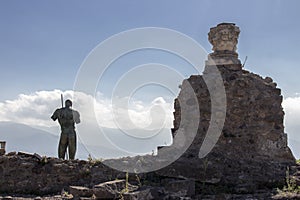Beatiful estatue of a warrior in pompeii city photo