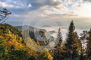 Morning in autumn mountains