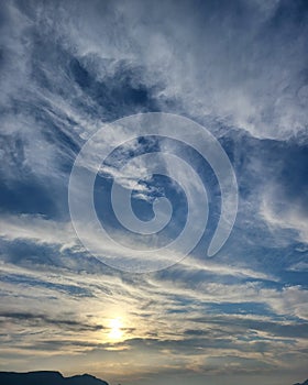 Morning beautiful sky view in jabel jais mountain