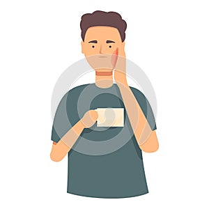 Morning boy toothache icon cartoon . Dentistry sick caries