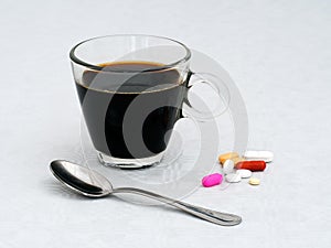 Morning breakfast medication, medicine. Health concept.