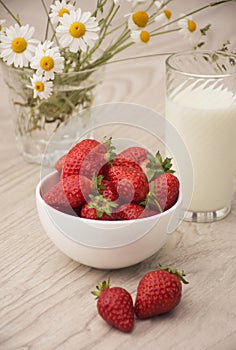 Morning breakfast with strawberries