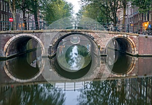 Morning Bridges of Amsterdam in Calm Weather