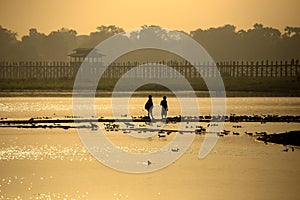 Morning burmese u bein bridge