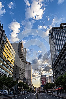 Morning in the city, morning view of Comrade Street, Changchun, China